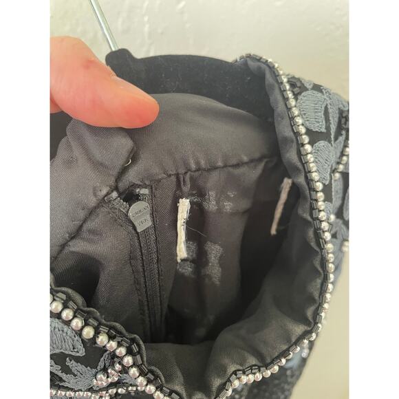 VTG All Over Floral Beaded Modest Asymmetric Hem Sleeveless Top NYE Elegant Y2K - Picture 4 of 12